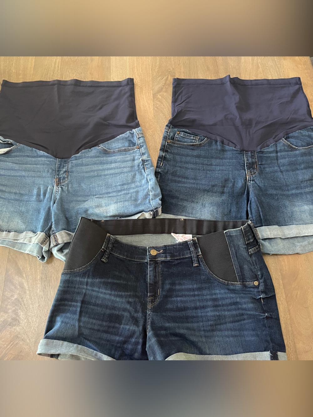 Women's Navy Maternity Shorts Bundle - Dark & Light Denim